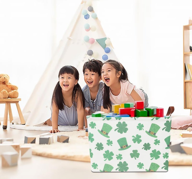 CLOCOR Four-leaf Clover Basket Empty,Rectangular St. Patrick's Day Gift Basket for Boys and Girls,Kids Toys Storage Bin,Baby Room Decor(Clover) - Image 4